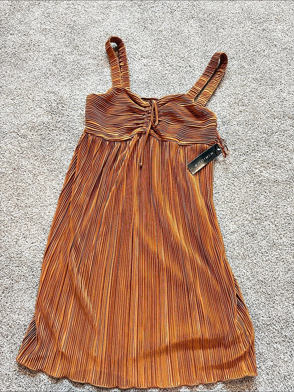 KIRIOUS Mini Dress in Brown/orange Size Large NWT